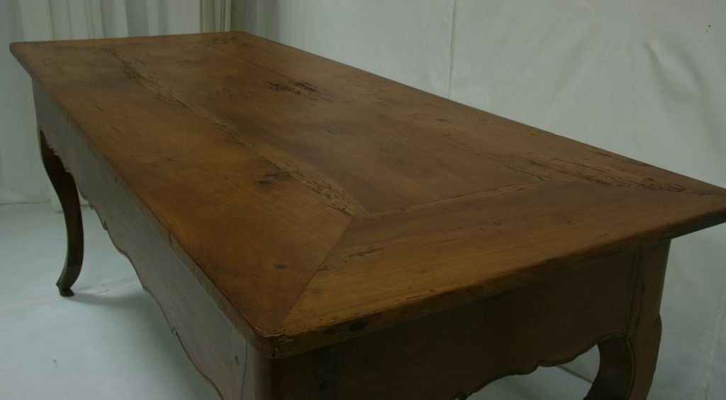 18th Century and Earlier Table 19th Century French Cherry Cabriole Leg Farm Table