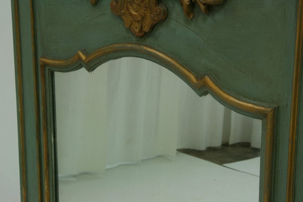 19th Century French Painted Parcel-Gilt Trumeau Mirror 1