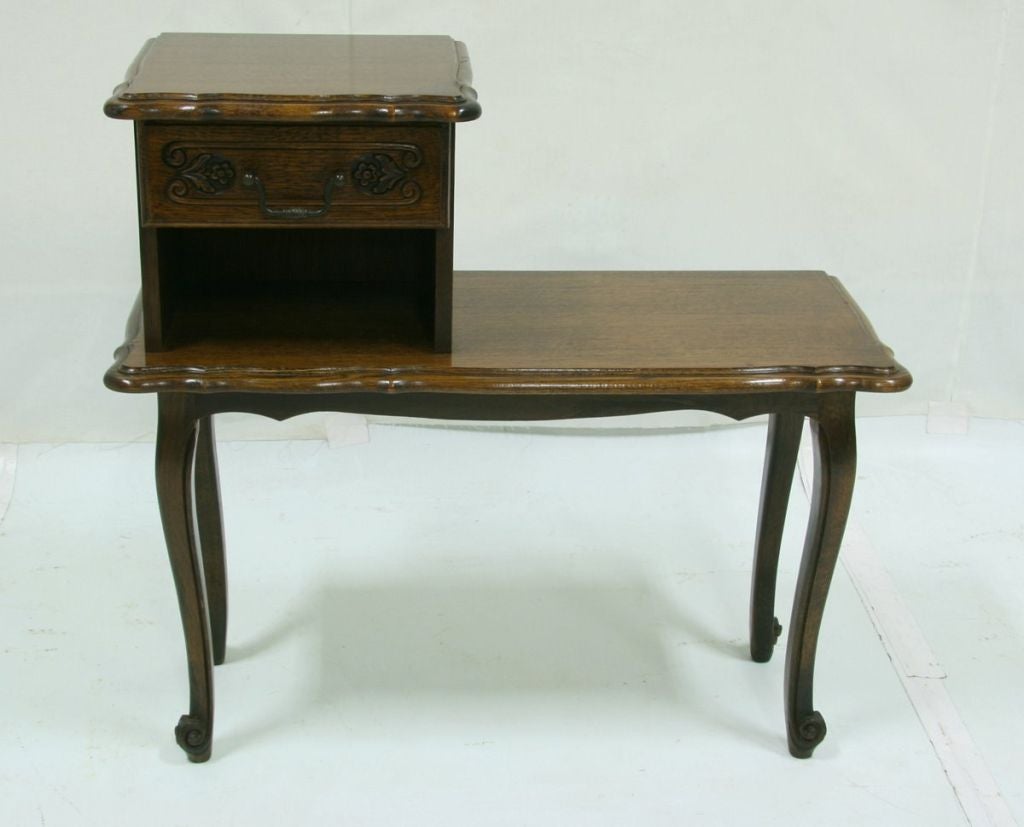 1970's French Oak Telephone Table In Excellent Condition In San Francisco, CA