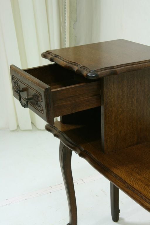 1970's French Oak Telephone Table 1