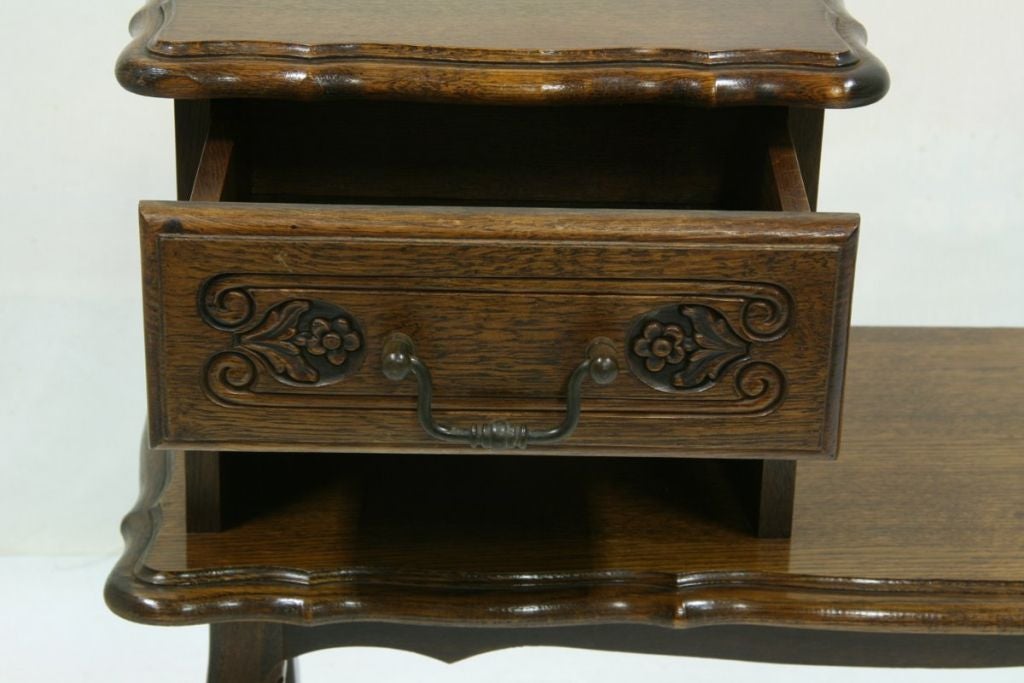 1970's French Oak Telephone Table 3