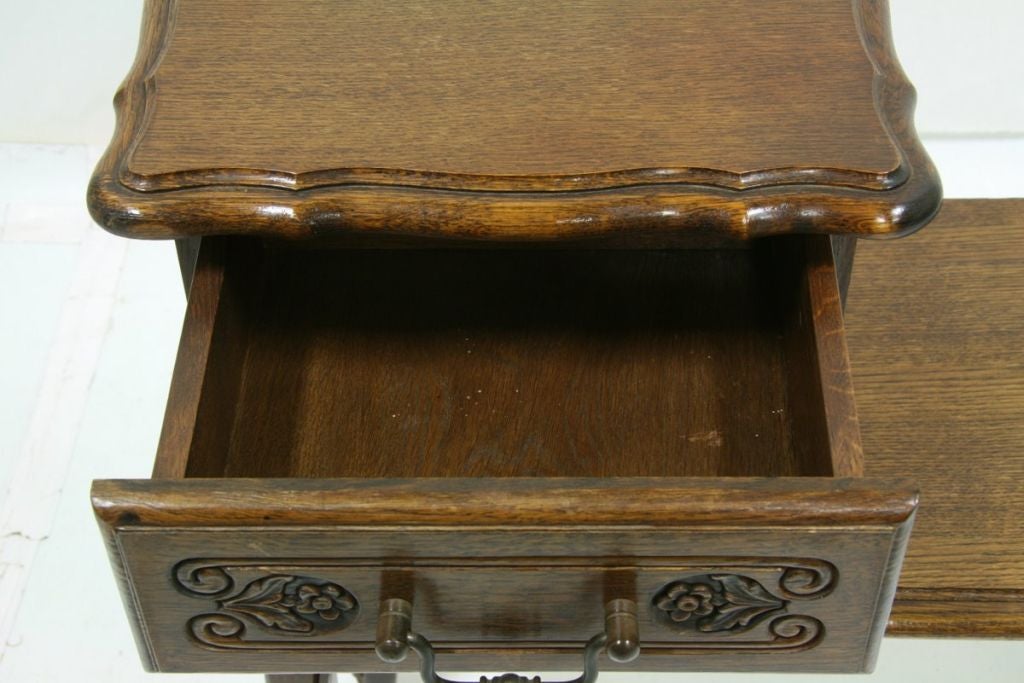 1970's French Oak Telephone Table 6