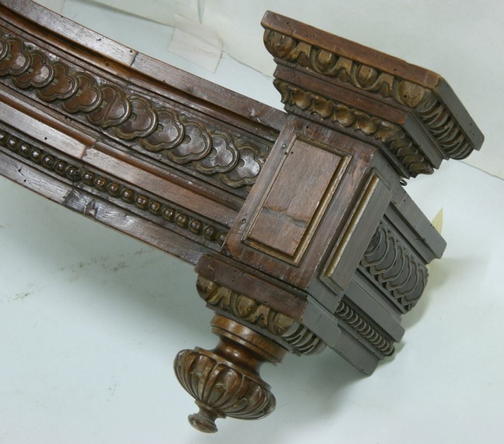 Hand-Carved Valance Early 19th Century Italian Walnut Corona Deeply Carved