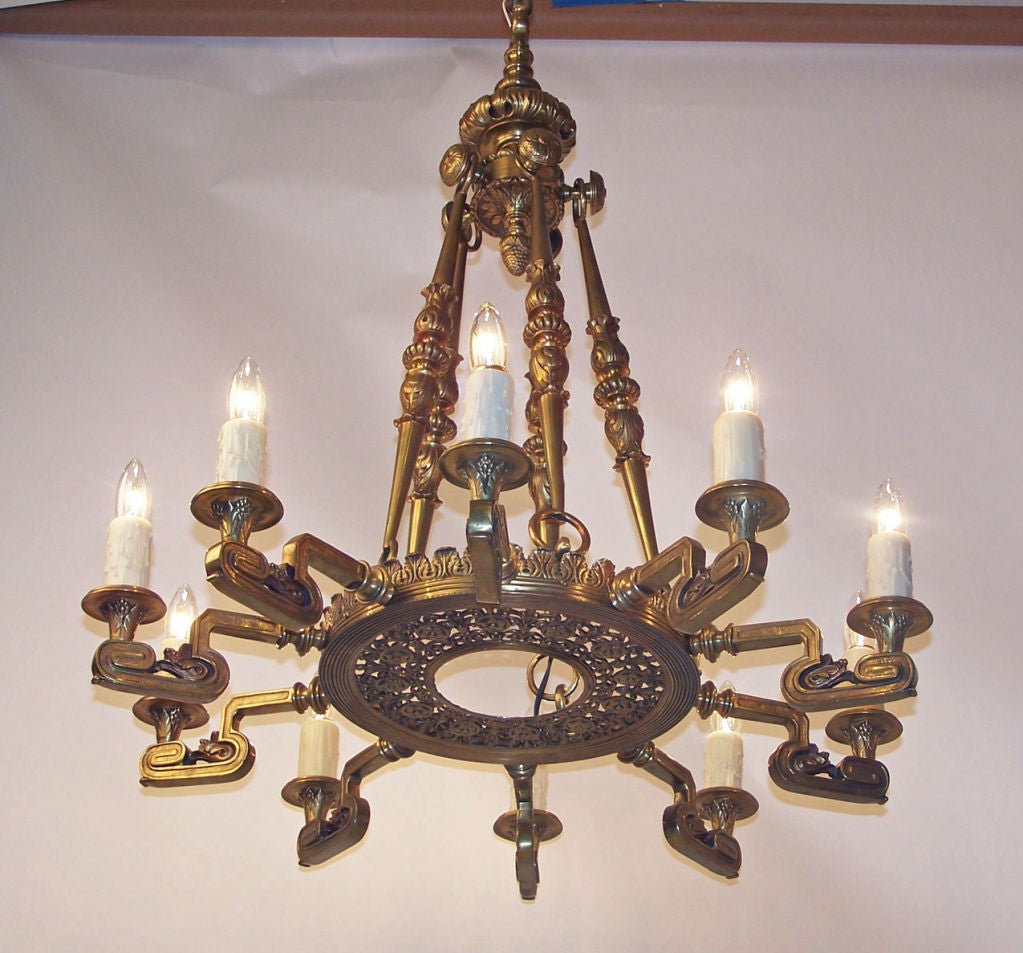 Baroque Style Bronze Light Fixture In Excellent Condition In San Francisco, CA