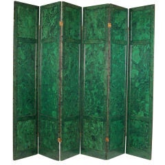 Six Panel Malachite Painted Screen