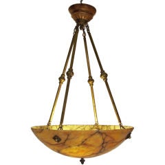 Large Amber Alabaster Light Fixture