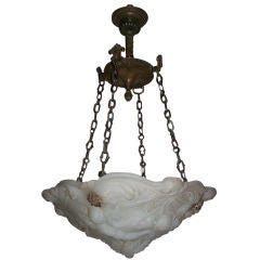 Exceptional American Cast Glass Light Fixture