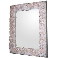 Vintage Exceptional Large Seashell Frame Mirror