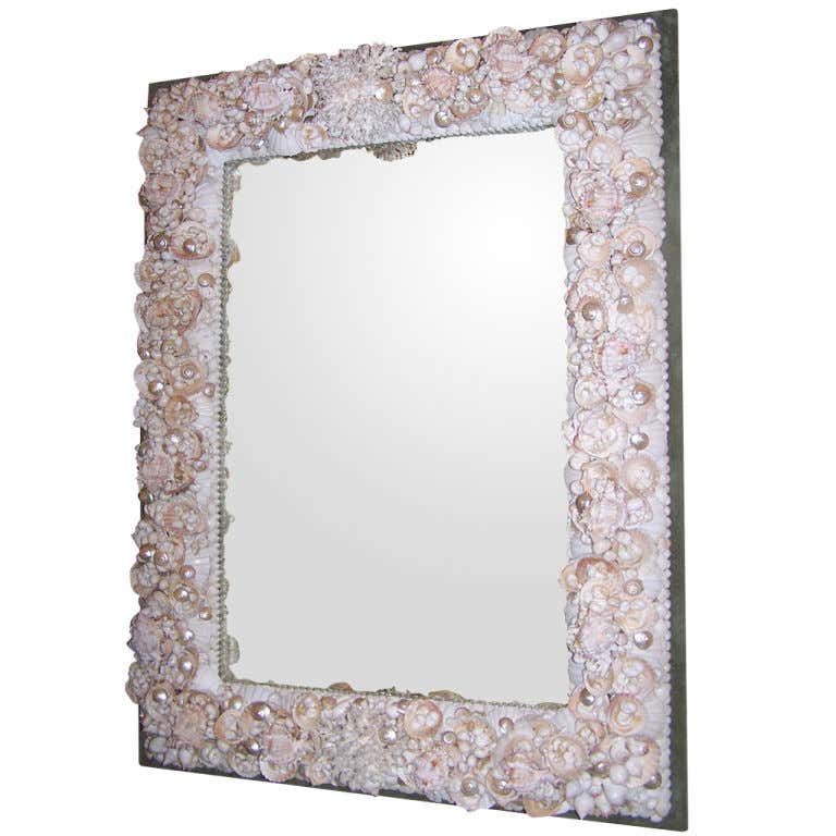 Exceptional Large Seashell Frame Mirror at 1stDibs