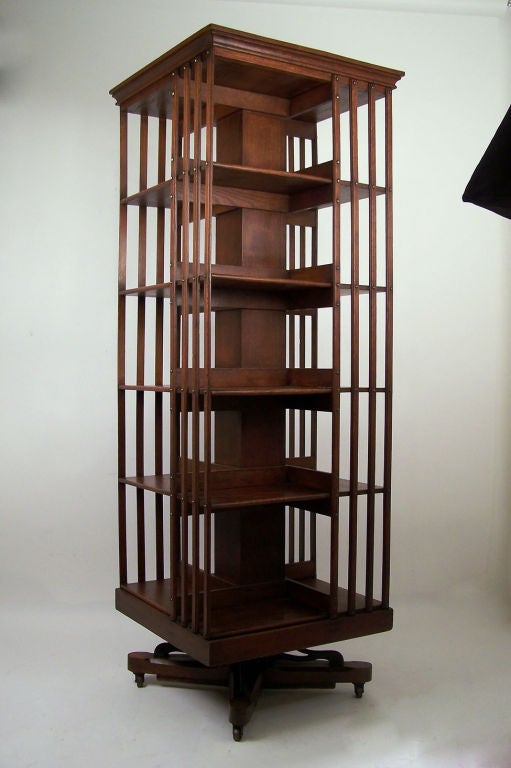 20th Century Large American Oak Revolving Bookcase