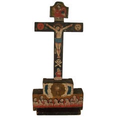 19thC Spanish Colonial Folk Art Crucifix