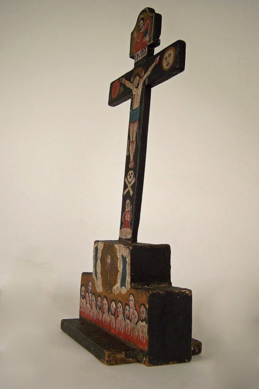 19thC Spanish Colonial Folk Art Crucifix 1