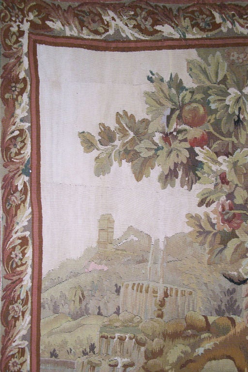 Exquisite late 17th to early 18th century tapestry with exceptionally good colors and of unusual size. Most likely Flemish or French.
In beautiful condition, newly cleaned, stabilized and re-backed.