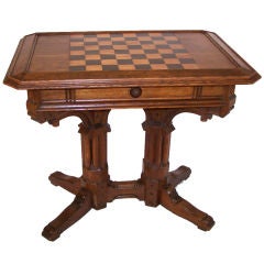 Victorian Gothic Revival Game Table Antique Victorian Gothic Revival Game Table