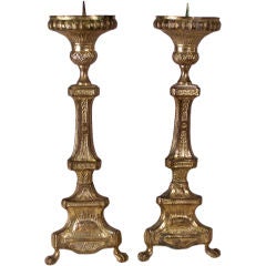 Antique Large Italian Brass Candle Holders