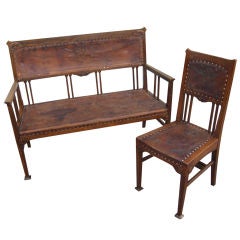 Antique Art Nouveau Settee and Chair