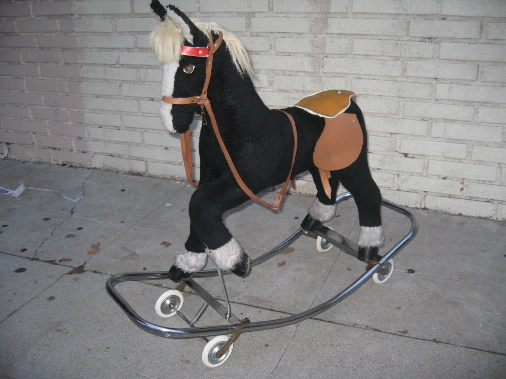 Mid-Century Modern Deco Toy Horse on Wheels For Sale