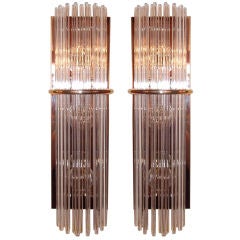 Pair of Lightolier Glass Rod Sconces