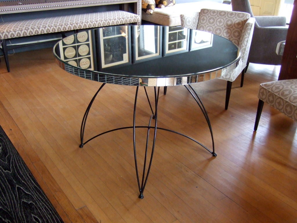 Mid-20th Century Round Mirrored Baguette Table