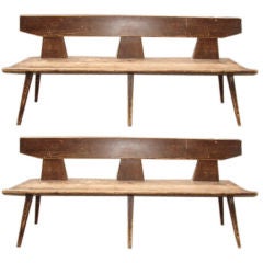 Pair of wood benches