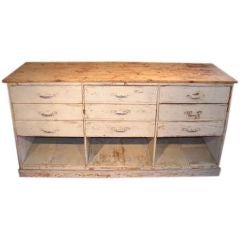 Painted cabinet with open lower shelves