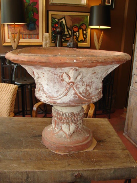 Pair of large  French terracotta urns 1