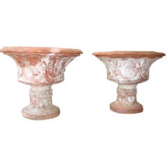 Pair of large  French terracotta urns