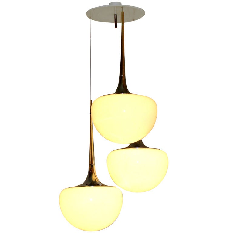 70's Italian Reggiani three half globes chandelier