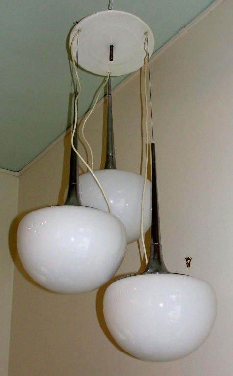 Late 20th Century 70's Italian Reggiani three half globes chandelier