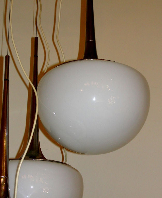 70's Italian Reggiani three half globes chandelier 3