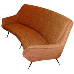 Italian 50's curved three seats sofa