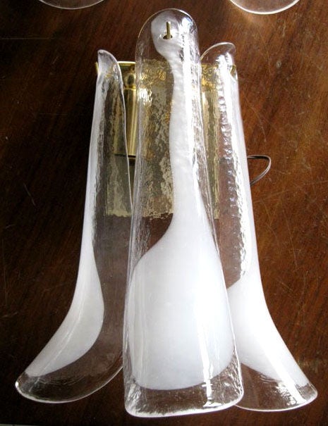 Four shoe horn shaped Venetian-Murano glass sconces