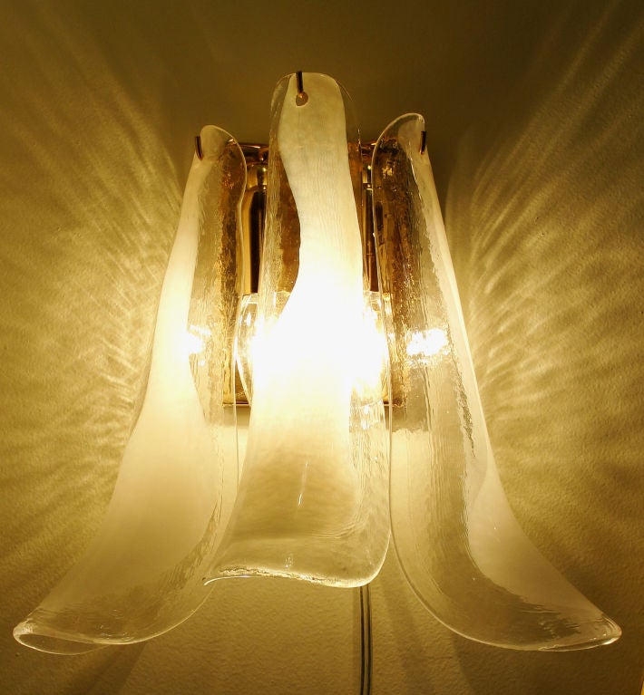 Four shoe horn shaped Venetian-Murano glass sconces at 1stdibs