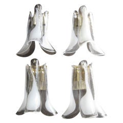 Four shoe horn shaped Venetian-Murano glass sconces