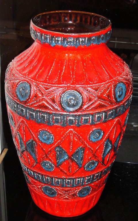 Colorful, large German vase umbrella stand