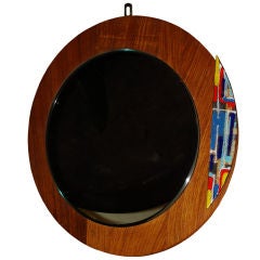 Italian 50's mirror with enamelled panel