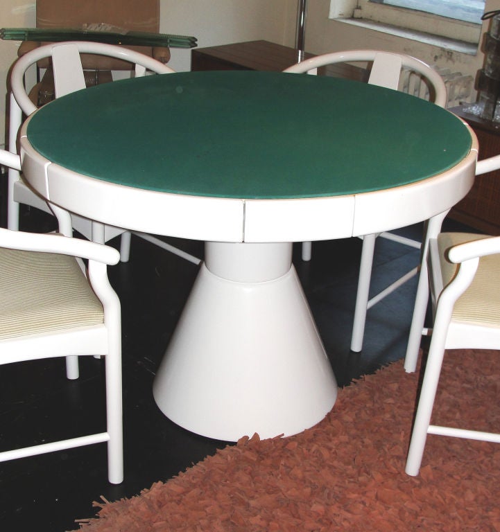 Italian 70's lacquered wood gaming table and chairs