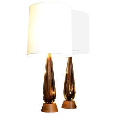 Pair of tall  Venetian glass table lamps