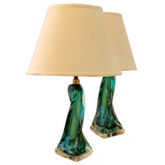Archimede Seguso glass "sommerso" table lamps