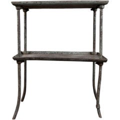 Antique Iron Side Table with Two Tiers