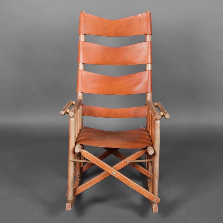 folding leather rocking chair