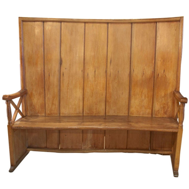 High Back Curved Wooden Bench For Sale