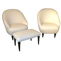 PAIR of Boudoir Chairs and Ottoman