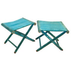 PAIR Turqoise Velvet Benches