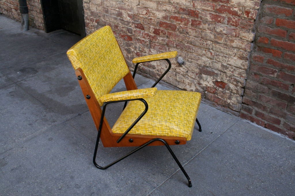 40's armchair by Lina BoBardi, original vinyl upholstery