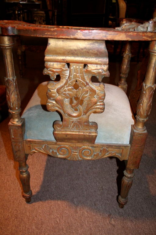 19th Century Pair of Baroque Italian Corner Chairs