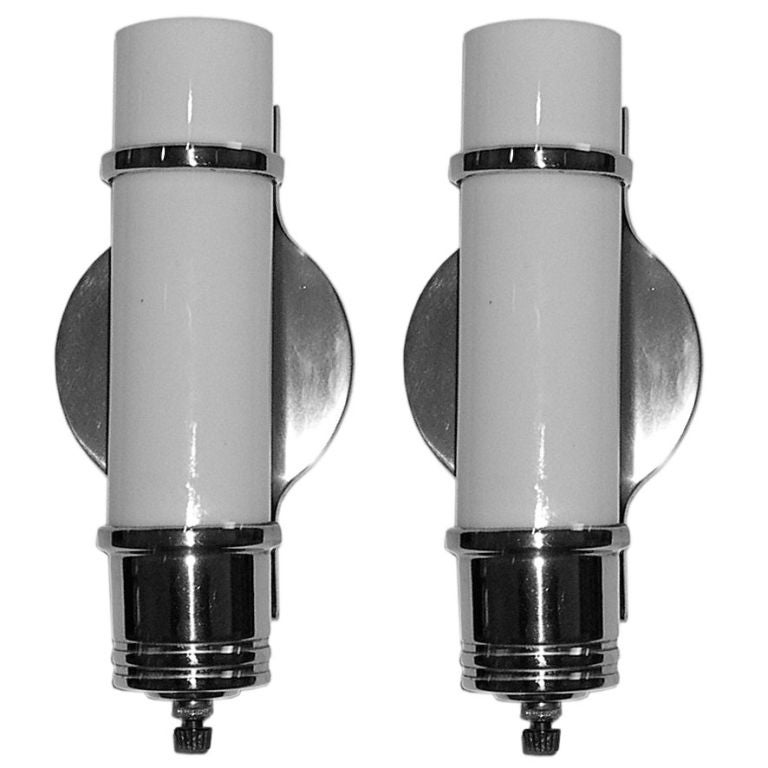 Pair of Streamline Art Deco Wall Sconces For Sale