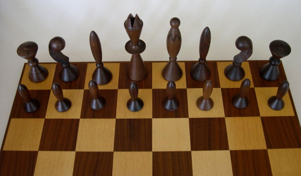 Italian Space Age Chess Set by Arthur Elliott for Anri w/ Box & Board