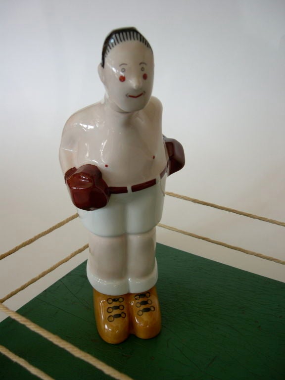 Wood Art Deco Porcelain Decanters w/ Original Display Ring by Bastard
