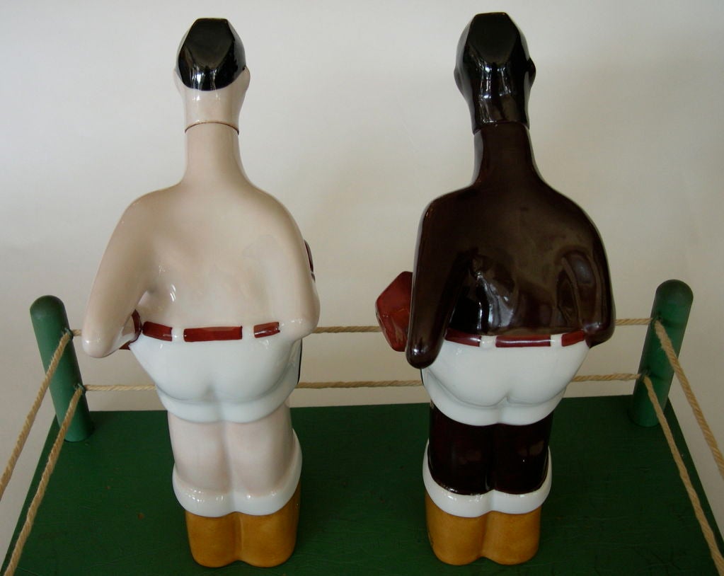 20th Century Art Deco Porcelain Decanters w/ Original Display Ring by Bastard